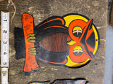 Vtg H.E Luhrs die cut cardboard Halloween owl Decoratiio Collectible 40's USA 9"