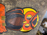 Vtg H.E Luhrs die cut cardboard Halloween owl Decoratiio Collectible 40's USA 9"