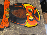 Vtg H.E Luhrs die cut cardboard Halloween owl Decoratiio Collectible 40's USA 9"