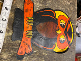 Vtg H.E Luhrs die cut cardboard Halloween owl Decoratiio Collectible 40's USA 9"