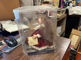 Vintage Gift Gallery Wind Up Music Box Porcelain Doll Red Dress Girl