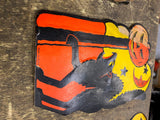 Vtg H.E Luhrs cardboard Halloween Black cat Jack O Lantern Decor 40's USA!