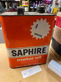 Gulf Saphire Motor Oil Gas tin Can Vtg 1950's 2-gallon Petroliana Collector!