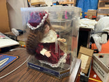 Vintage Gift Gallery Wind Up Music Box Porcelain Doll Red Dress Girl