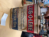 Vtg Lub-o-lene Motor Oil Gas tin Can 2 gallon Pittsburgh Petroliana Collector!
