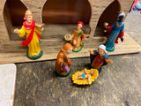 Vtg 50's Nativity Set Hard Plastic Christmas Display Manger Baby jesus Holiday!