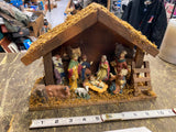 Vtg 60's Nativity Set Hard Plastic Christmas Display Manger Baby jesus Wise Men!
