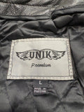 NEW Unik Premium Motorcycle LARGE Jacket Black Leather Women Zipper Lined