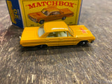 MATCHBOX #20C 1964 Chevrolet Impala Taxicab Orange/Yellow 1965 Original E4 Box