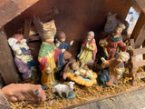 Vtg 60's Nativity Set Hard Plastic Christmas Display Manger Baby jesus Wise Men!