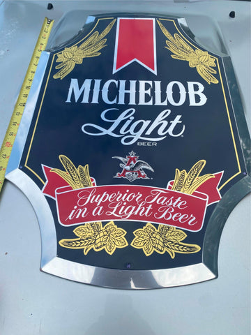 Vtg Michelob Light 80's Beer Sign Mirror 24x17 Breweriana Advertising Tavern Bar