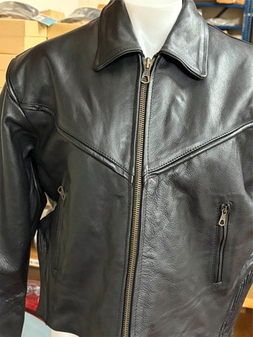 NEW WOMANS MOTORCYCLE YUKON LEATHER JACKET SZ 16 ZIP OUT LINER CONCEALED POCKETS