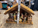 Vtg 60's Nativity Set Hard Plastic Christmas Display Manger Baby jesus Wise Men!