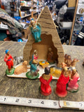 Vtg 50's Nativity Set Hard Plastic Christmas Display Manger Baby jesus Wise Men!