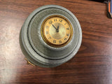 Vintage 1940s Made In USA Powder Music Box Aluminum Table Top Clock