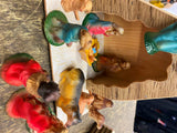 Vtg 50's Nativity Set Hard Plastic Christmas Display Manger Baby jesus Wise Men!