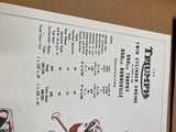 Vtg Poster Cutaway Engine Motor Triumph Bonneville T120 60's Advertising Sign!