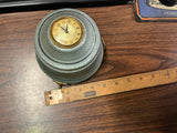 Vintage 1940s Made In USA Powder Music Box Aluminum Table Top Clock