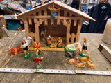 Vtg 60s Nativity Set Hard Plastic Christmas Display Manger Baby jesus Wise Men!