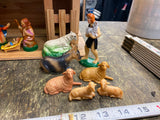 Vtg 60s Nativity Set Hard Plastic Christmas Display Manger Baby jesus Wise Men!