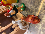 Vtg 60s Nativity Set Hard Plastic Christmas Display Manger Baby jesus Wise Men!