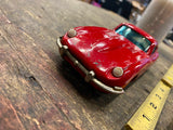 50's Bandai Jaguar XKE E type Tin Toy Japan Friction Car Vtg Pressed Steel Red!
