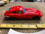 50's Bandai Jaguar XKE E type Tin Toy Japan Friction Car Vtg Pressed Steel Red!