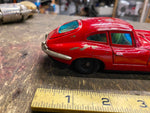 50's Bandai Jaguar XKE E type Tin Toy Japan Friction Car Vtg Pressed Steel Red!