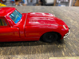 50's Bandai Jaguar XKE E type Tin Toy Japan Friction Car Vtg Pressed Steel Red!