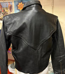 NEW WOMANS MOTORCYCLE YUKON LEATHER JACKET SZ 12 ZIP OUT LINER CONCEALED POCKETS