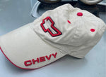Vtg Official Chevy Baseball Hat Cap White Bowtie Logo GM General motors Camaro