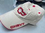 Vtg Official Chevy Baseball Hat Cap White Bowtie Logo GM General motors Camaro