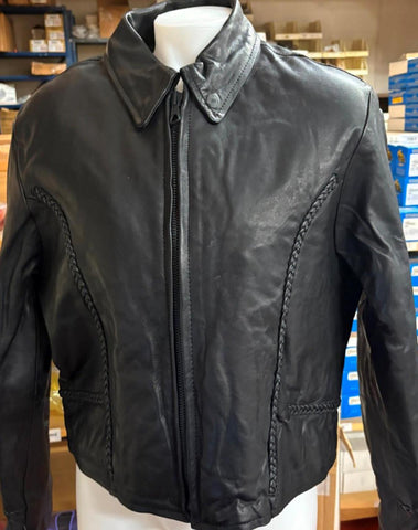 NEW UNIK ULTRA LEATHER JACKET MOTORCYCLE LADIES SIZE EXTRA LARGE BRAID TRIM