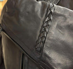 NEW UNIK ULTRA LIGHT LEATHER JACKET  LADIES SIZE MEDIUM BRAID TRIM