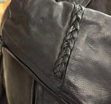 NEW UNIK ULTRA LIGHT LEATHER JACKET  LADIES SIZE MEDIUM BRAID TRIM