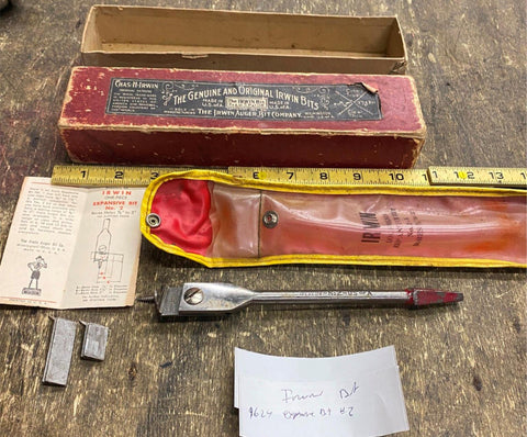 Vtg Irwin No. 2 Expansive Auger Drill Bit Orig Box Wood working tools USA Patter
