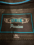 UNIK PREMIUM LADIES 2X-LARGE LEATHER JACKET BLUE EMBROIDER VENTED ZIP OUT LINING