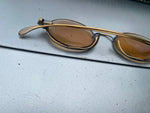 Vtg Eyeglasses gold frame oval Steampunk john lennon Prescription Glasses tinted