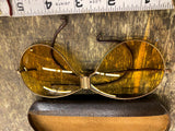 Vtg WW2 Era Aviator Glasses Fold up Shooting Amber lens Case Motorcycle 40's!