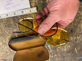 Vtg WW2 Era Aviator Glasses Fold up Shooting Amber lens Case Motorcycle 40's!