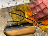 Vtg WW2 Era Aviator Glasses Fold up Shooting Amber lens Case Motorcycle 40's!
