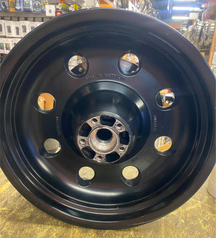 Black Rear Mag Wheel Harley Softail Fatboy 17x6 Solid Disc Drilled FXST Custom