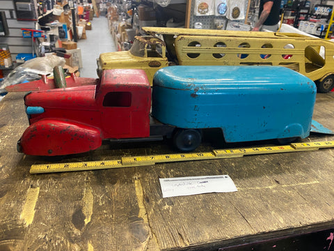 Vtg Tin Wyandotte Truck Trailer 1930's Antique Toy Highway Tractor Trailer Chevy