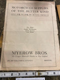 1923 Myeron Bros Harley Indian Parts Catalogue Corbin Speedo Helmet Horn J JD!