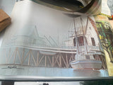 Vtg 4 String Art Projects 70's Tv Lot Sailing Ship Fishing Pier City Schooner!