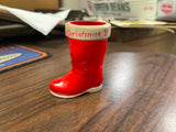 Vintage 1970s Made In USA Rosbro Santa Boot Christmas Ornament Hard Plastic