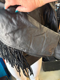 NEW UNIK INTERNATIONAL LADIES LEATHER MOTORCYCLE JACKET SZ 48 LEATHER FRINGE
