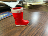 Vintage 1970s Made In USA Rosbro Santa Boot Christmas Ornament Hard Plastic