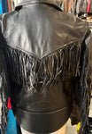 NEW UNIK INTERNATIONAL LADIES LEATHER MOTORCYCLE JACKET SZ 48 LEATHER FRINGE