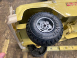 Vtg Buddy L Wrecker Tow Truck Press Steel Tin toy 1950's Yellow Spare tire